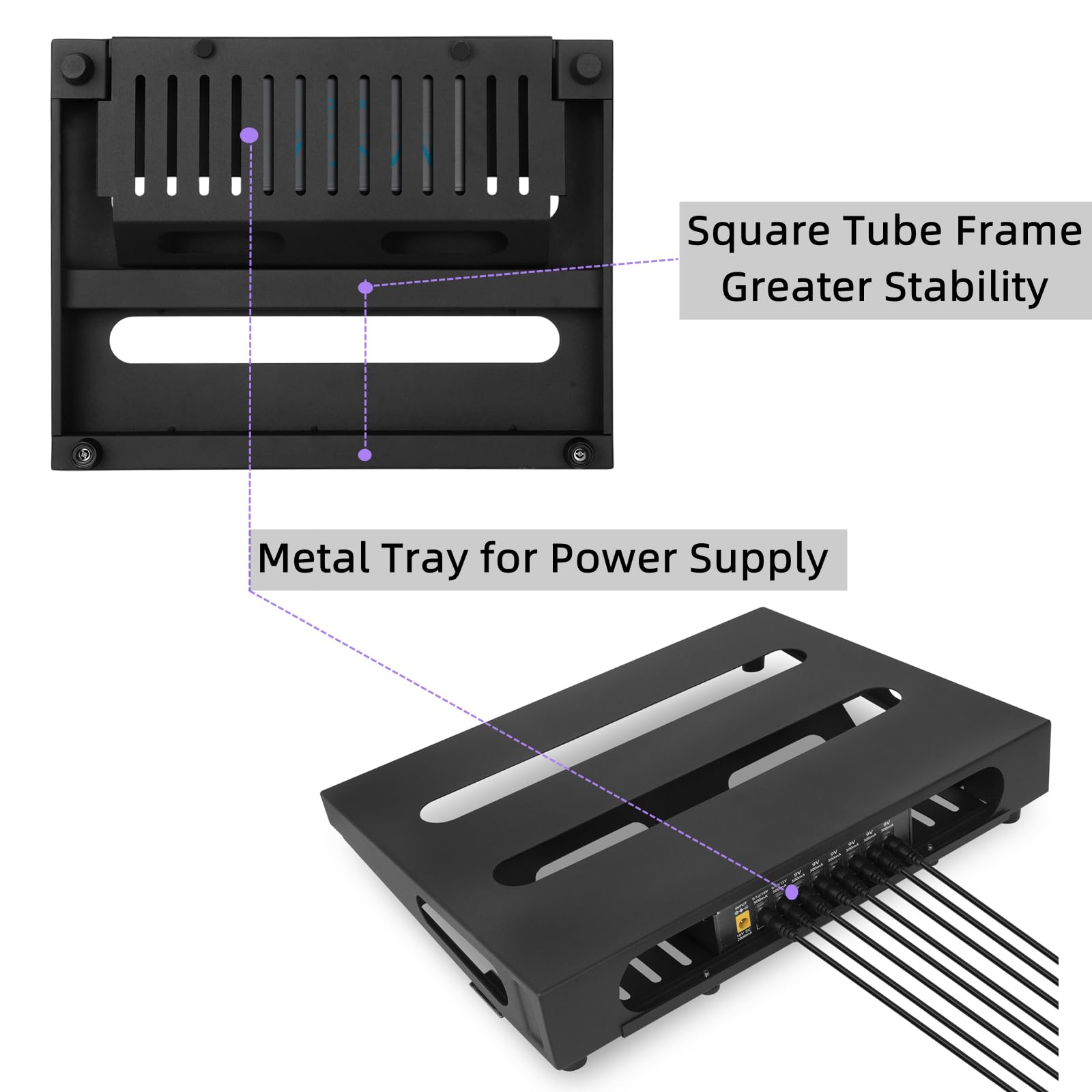 35,6 x 26,9 cm Gitarren-Pedalboard mit Netzteilablage, Tragetasche und Montagebändern im Lieferumfang enthalten (Schwarz, SPB-14S)