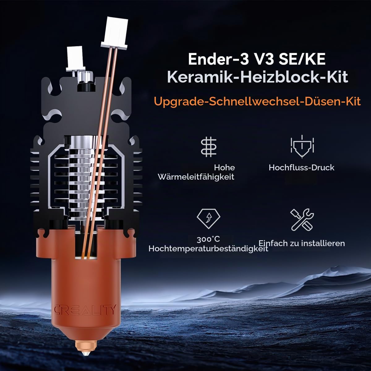 Creality Offizielles Ender 3 V3 SE Hotend Ender 3 V3 KE Keramik-Heizblock-Kit mit Schnellwechseldüse, Upgrade-Hotend-Kit 300℃ Hochtemperatur 600 mm/s Hochgeschwindigkeitsdruck für Ender 3 V3 SE/KE