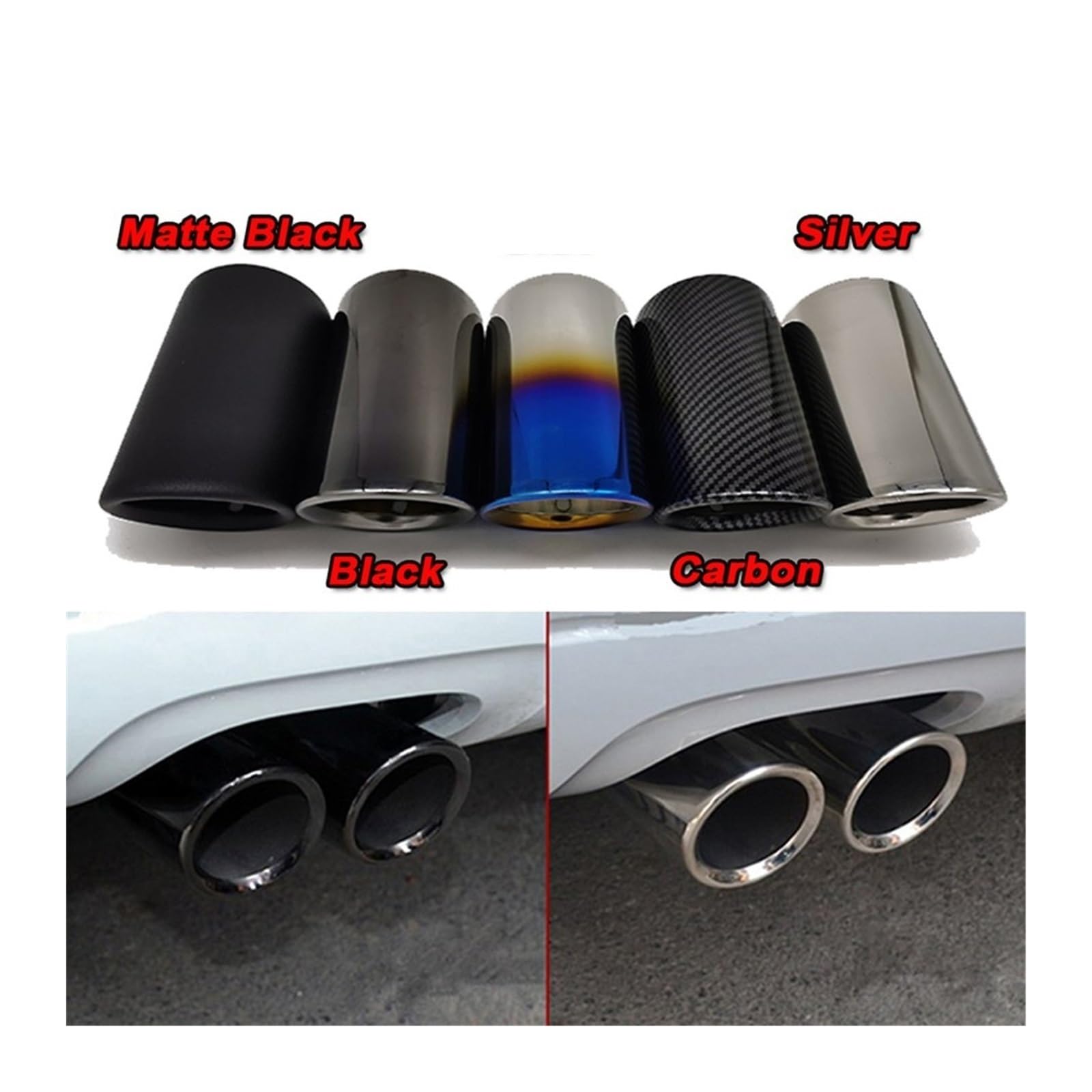 Simulador Sonido Para VW Para CC 2012-2015 Para Passat B7 1,8 T 2,0 T Para Tiguan 2011-2015 Silenciador Tubo Escape Coche Cubierta Punta Accesorios Estilo Coche Cola Escape(Color:2pcs Matte)