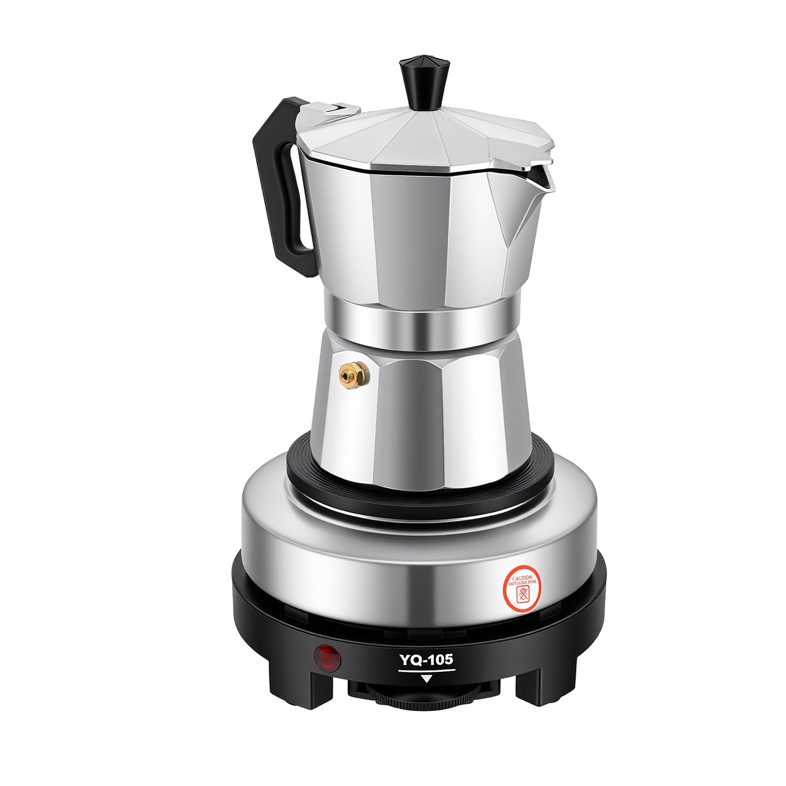 Elektrische Espressomaschine, Mokkakanne mit Elektrische Heizplatte, Esspressokaffeemaschine Klein, Einstellbare Temperatur Camping Kaffeemaschine (3 Tassen)