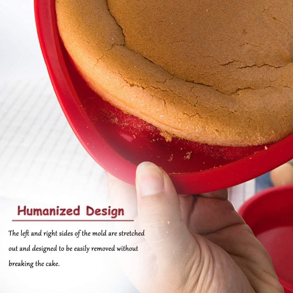 Stampo per torta in silicone rettangolare rotondo flessibile antiaderente per silicone da cucina, rosso