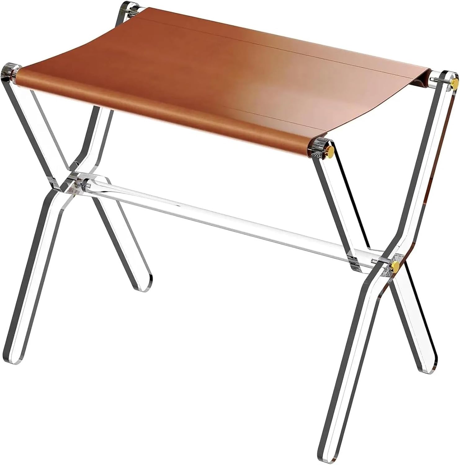Luggage Rack Luggage Rack for Guest Room - Luxury Clear Foldable Suitcase Stand with A Whole Leather Shelf for Bedroom Hotel, Holds U for Home,Travel