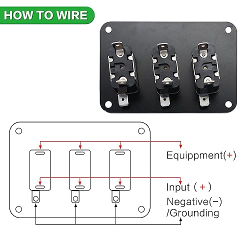 Miniatura 7 de Panel de interruptor de palanca de 3 bandas con interruptor basculante de luz LED de 12 V y cubierta impermeable 20 A 3 pines SPST panel de