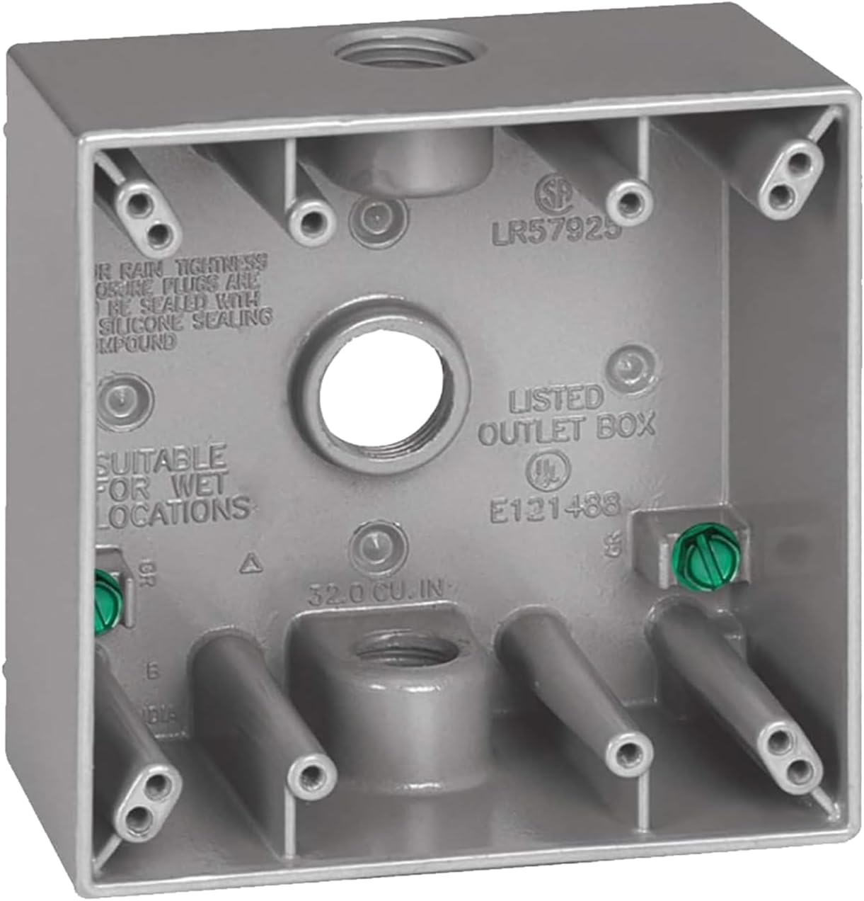 Metal Weatherproof Electrical Outlet Box 3 Hole 2-Gang