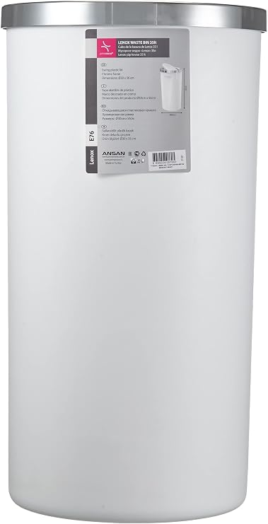 Primanova M-E76-01 Lenox 35 liter Trash Can, White
