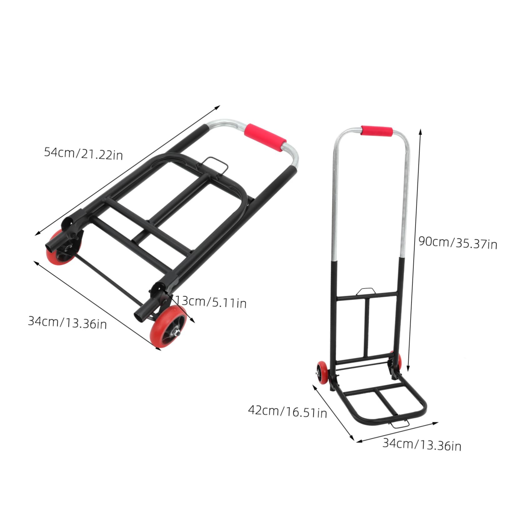 Carrello Portabagagli Pieghevole Nero in Ferro e Pu, 35kg | Manico Regolabile, Comfort Ergonomico, Uso Versatile, per Spesa e Pacchi