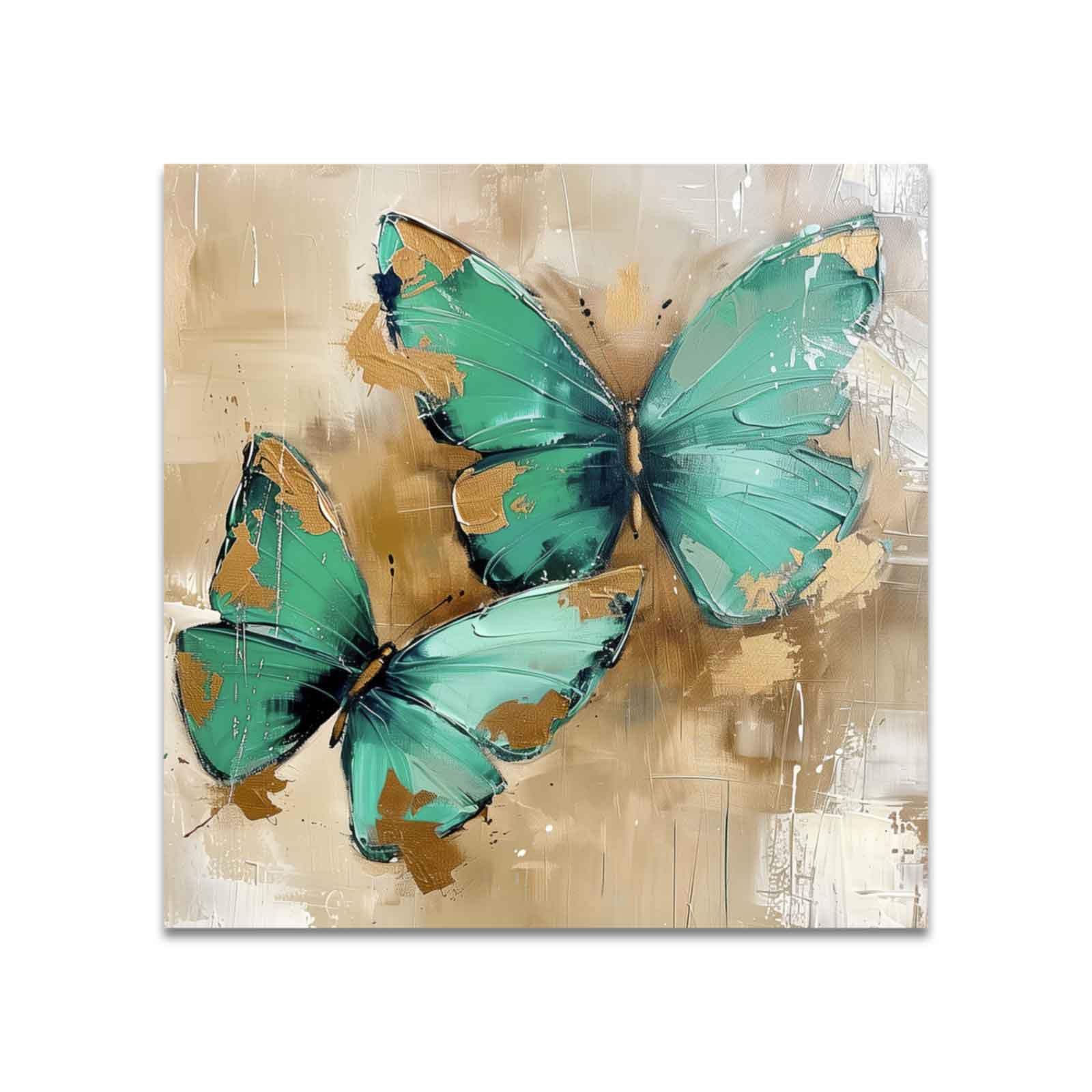CHAOSETKEN Butterfly Canvas Wall Art Rustic Butterflies Picture Prints Abstract Insect Artwork for Farmhouse Kitchen Bathroom Decor Unframed (Teal,
