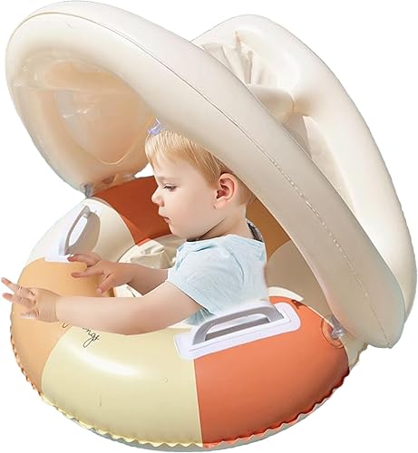 Miniatura 9 de Babyy Pool Float  Sun Protection Ring, Foldable Safety Seat, Retro Swimming Float with Canopy and Sunshade  Long Lasting Perfect Toy for Outdoor