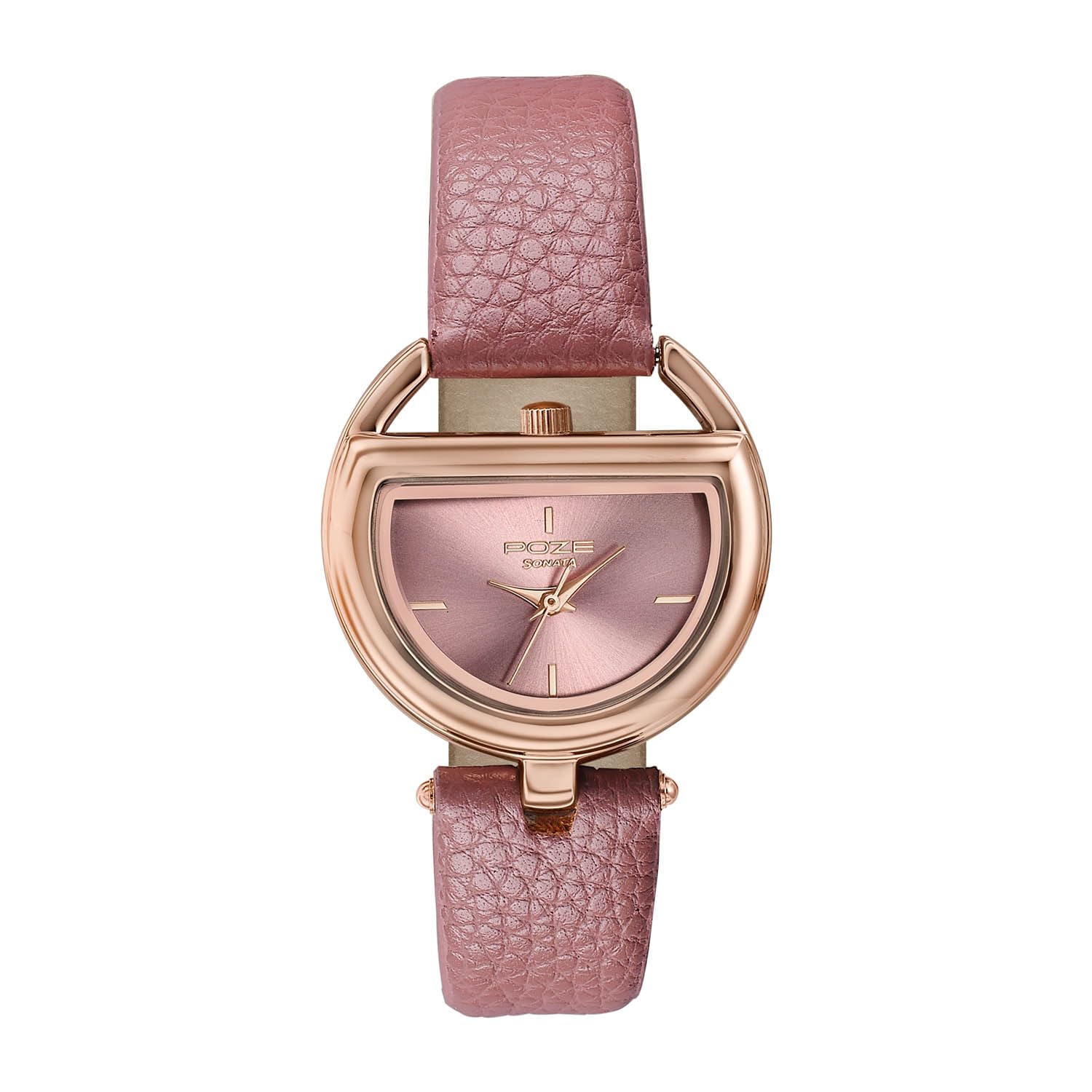 Sonata Poze 8 Quartz Analog with Pink Dial Pink PU Leather Strap Watch for Women - SP80159WL01W-picture-5