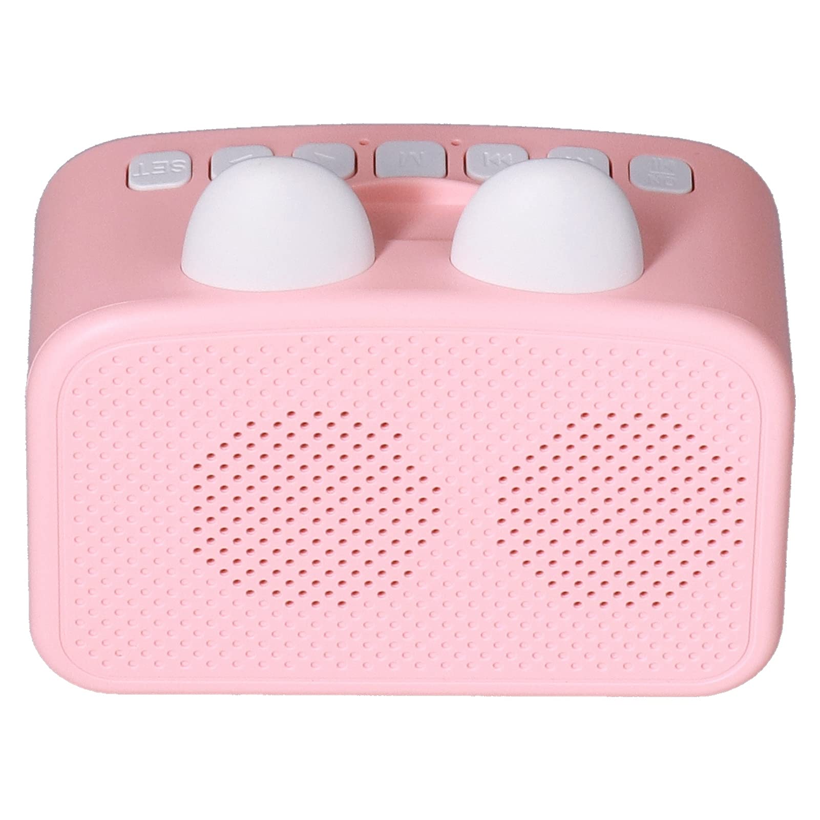 Elprico Radio Reloj Despertador, Mini Reloj Bluetooth de Dibujos Animados Junto a la Cama con Batería de 1400 MAh, Altavoz Digital Bluetooth Multifuncional para la Oficina del Dormitorio(Rosa)