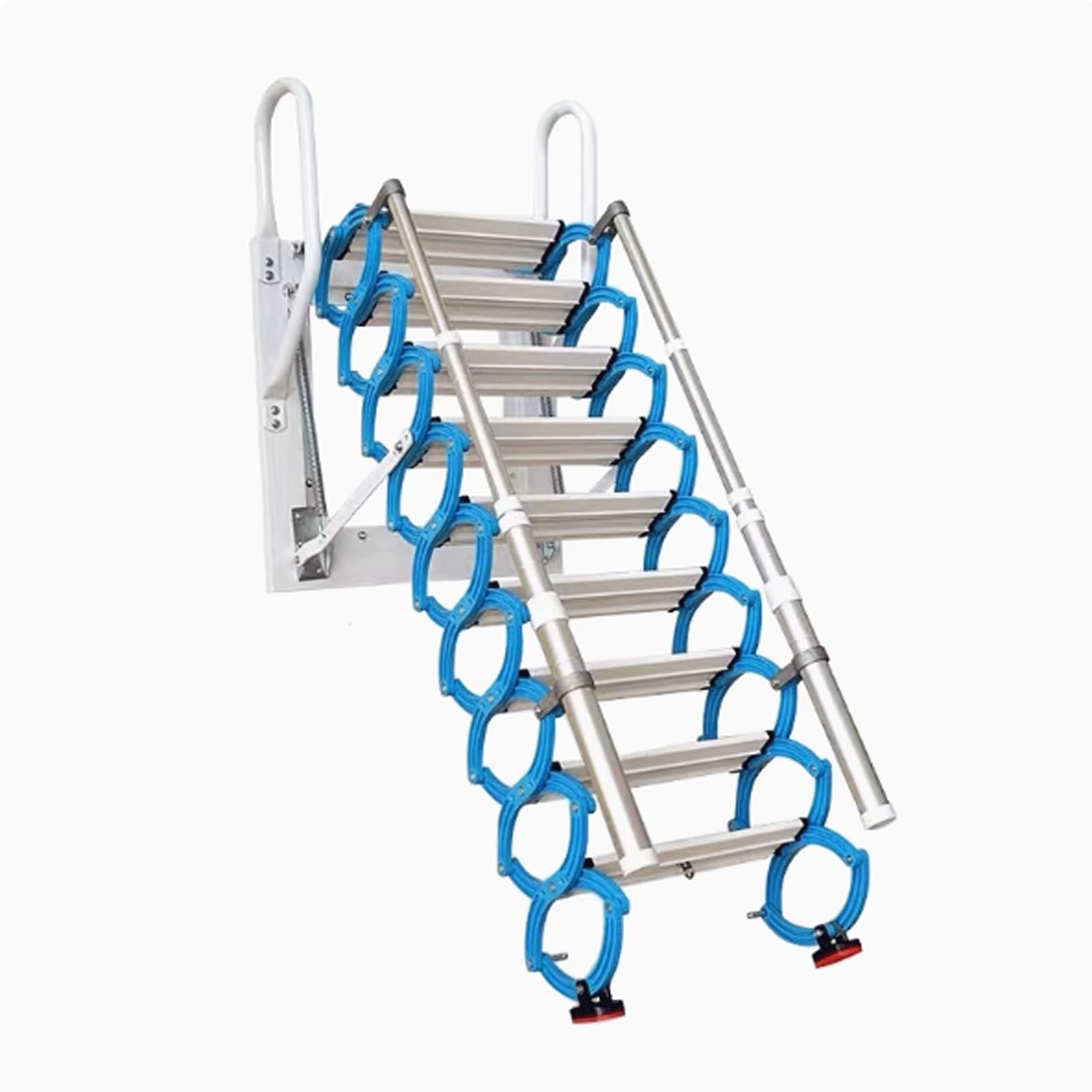 Schody strychowe składane schody strychowe schody loft uchwyt ścienny drabina loft drabina poddasza drabina teleskopowa schody sufit instrukcja z poręczami (2,1-2,6 m)