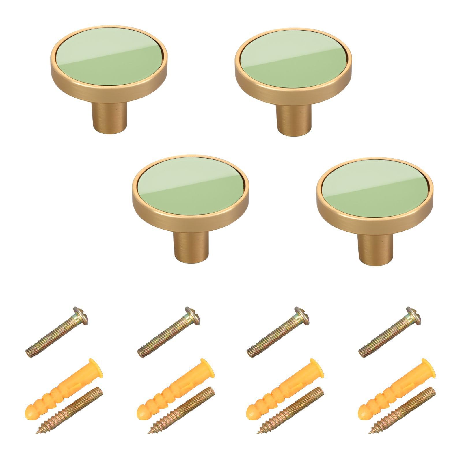 YETTASBIN Sage Green Solid Color Cabinet Knobs 4 Pack, Round Drawer Dresser Pulls Handles Knobs, 1-1/4 Inch Kitchen Cabinet Hardware Knobs for Door,