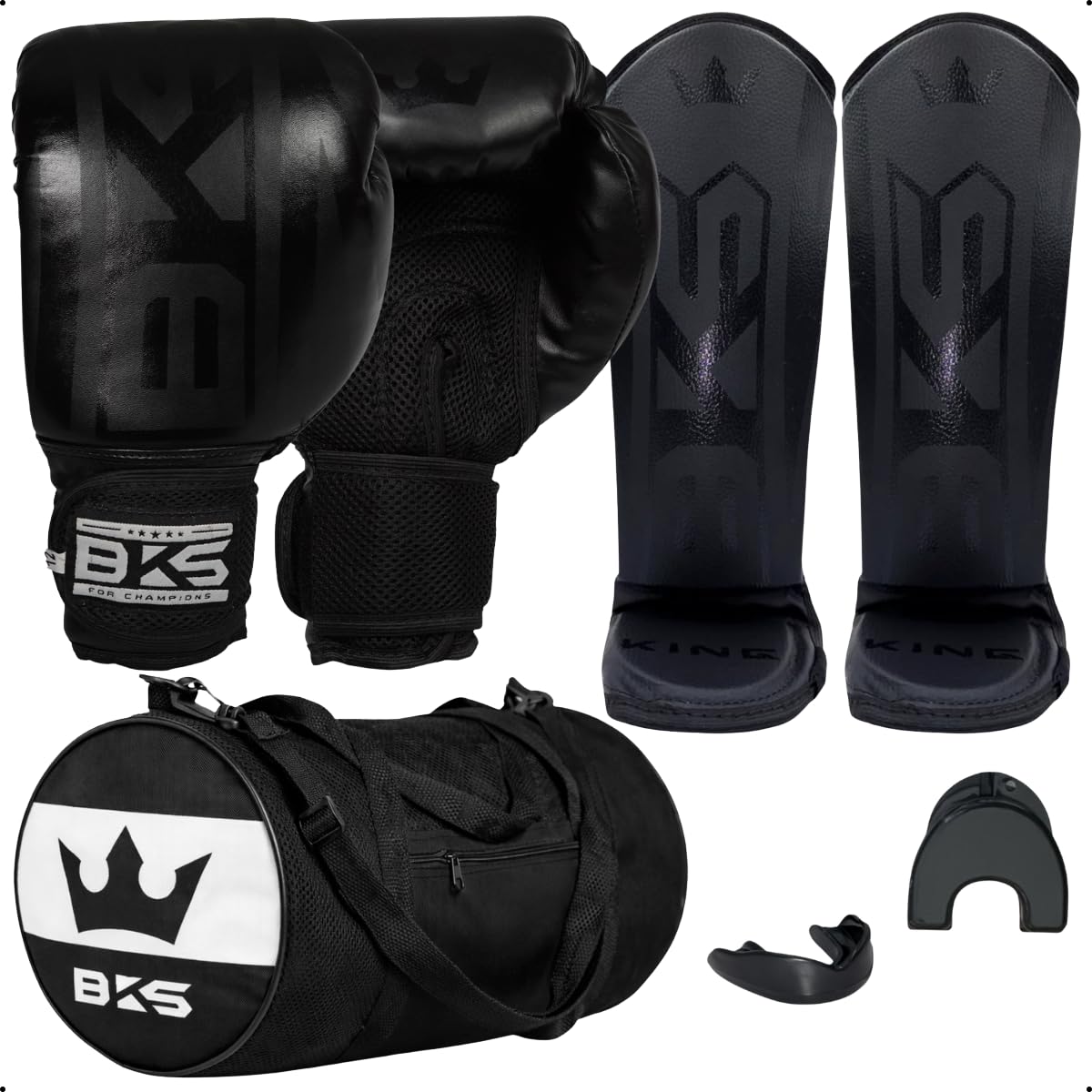 Kit Luva De Boxe Kickboxing Muay Thai + Caneleira + Bolsa Com Bolso + Protetor Bucal