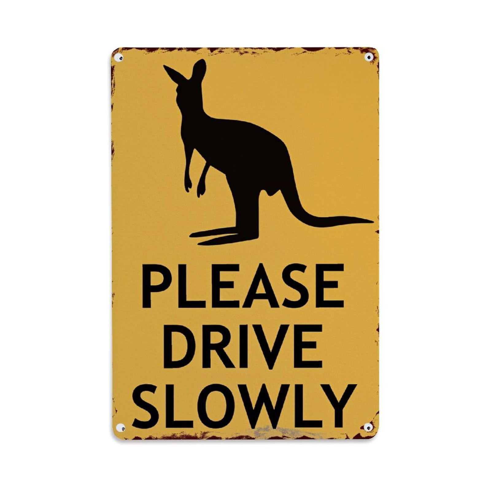 Kangaroo Silhouette Warning Sign Pattern Vintage Metal Tin Sign Retro Wall Decor for Home Bar Garage Cafe, Indoor & Outdoor Decorative Metal Poster, 8x12 Inch
