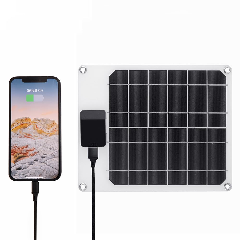 HWMATE 5W Solar Charger Solar Panel Cell Phone Charger for Camping Hiking Climbing