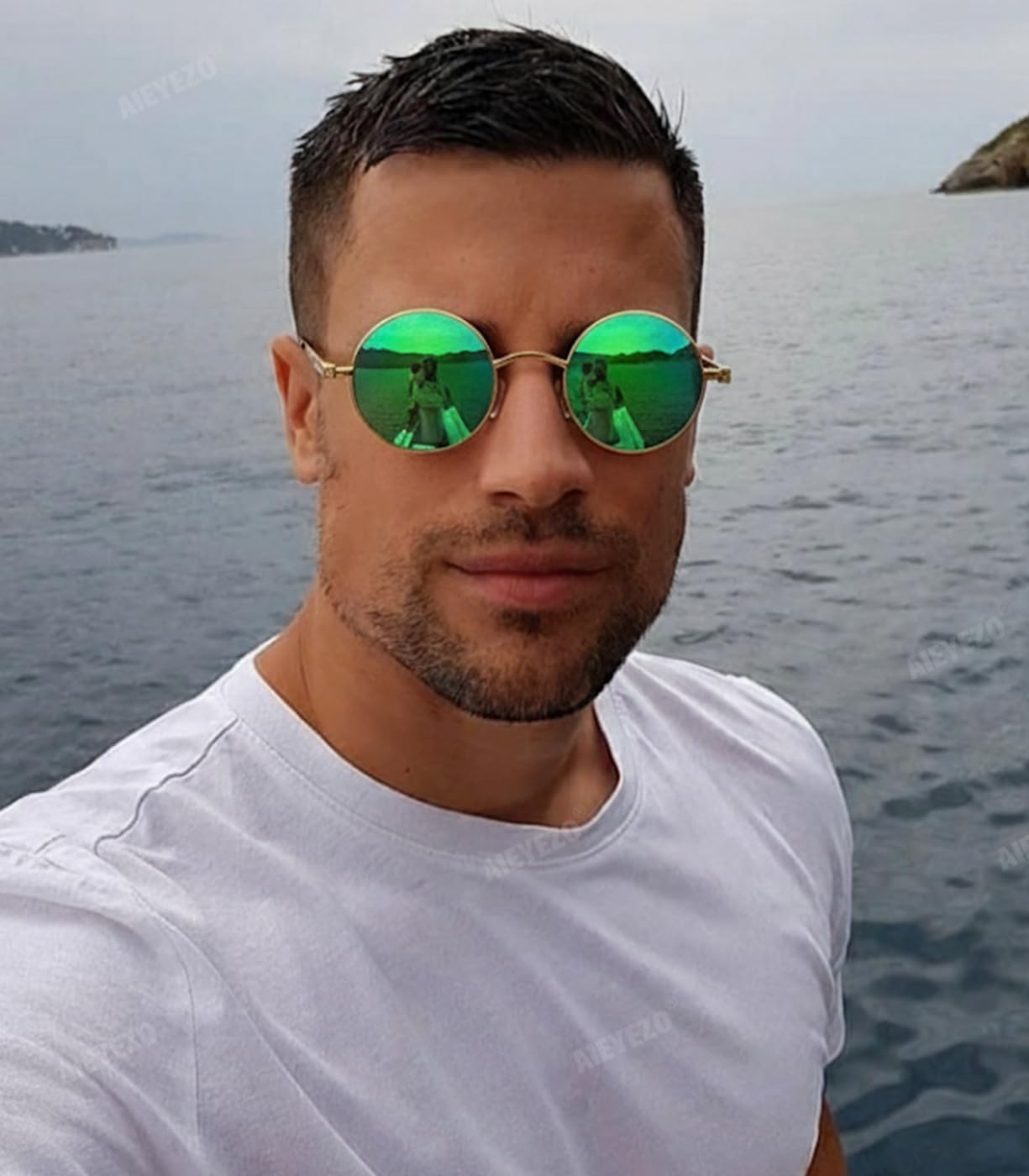 AIEYEZO Round Steampunk Sunglasses for Men Women Retro Gothic Sun Glasses Round Metal Frame Ladies Shades - Image 2