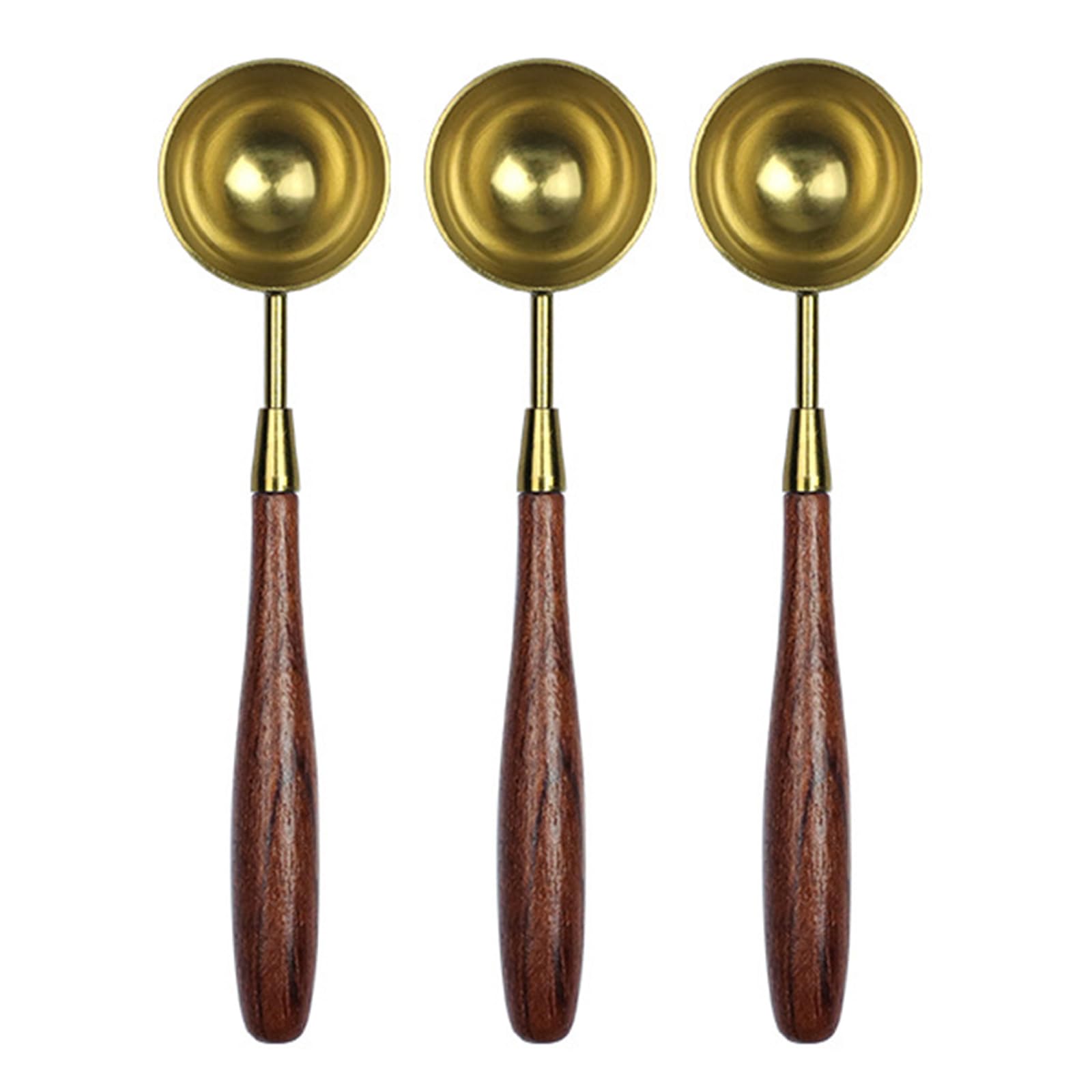 Xjdzineq 3 Pcs Waxed Seal Spoon with Wood Handel Metal Sealing Melting for Envelope Letter Art Craft Decorations