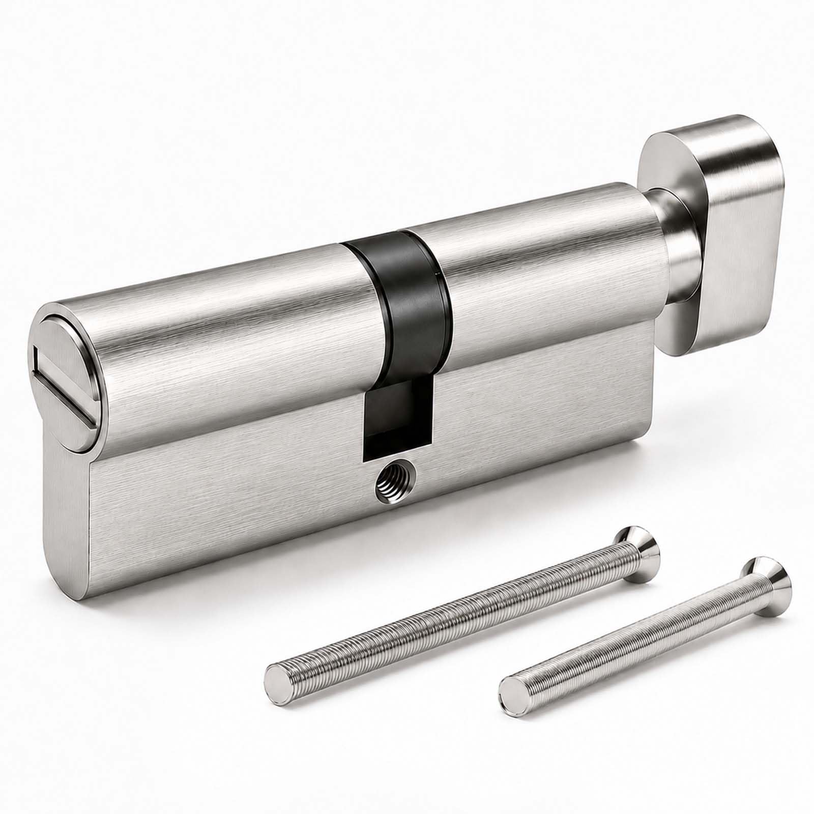 MANICAF Rotary Knob Cylinder 40/40 mm, Toilet Door Lock Bathroom with Emergency Opening Exterior, Cylinder Bathroom Made of Zinc and Copper Core (80 mm Without Knob), Bathroom Lock Euro Profile
