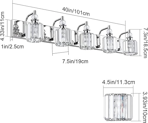 Miniatura 76 de Ralbay - Luces de baño de cristal negro 3 luces, accesorios de iluminación de tocador de baño de cristal, modernas luces de pared de baño de espejo