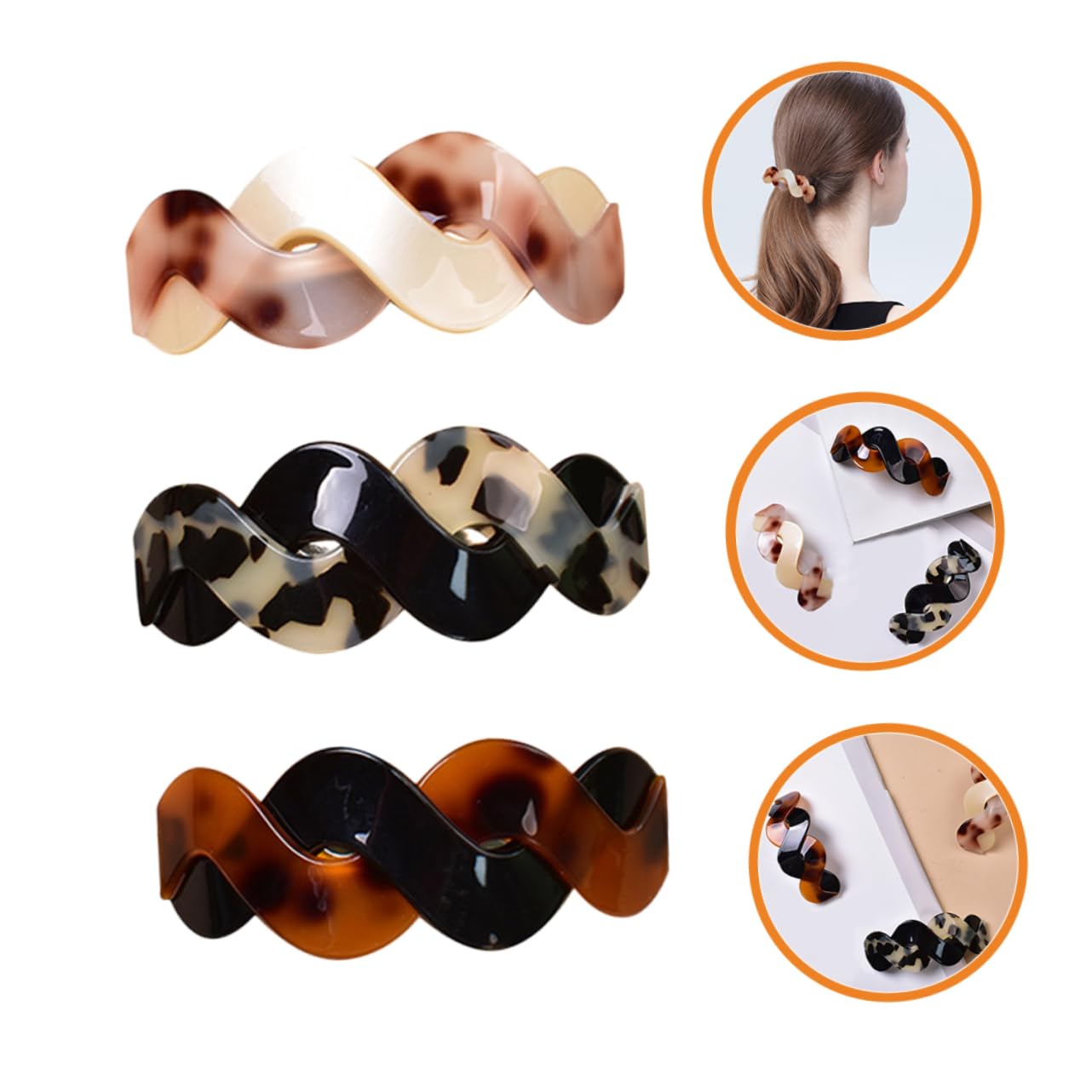 FRCOLOR 9piezas Horquillas Rectangulares Acrílico Diseño De Tortuga Clips Para Cabello Para Mujeres De Tortuga