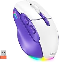 Vista 1 de MEETION Mouse inalámbrico para laptop, conectividad USB y Bluetooth, 4 DPI ajustables, recargable, mouse ergonómico para portátiles, iPad