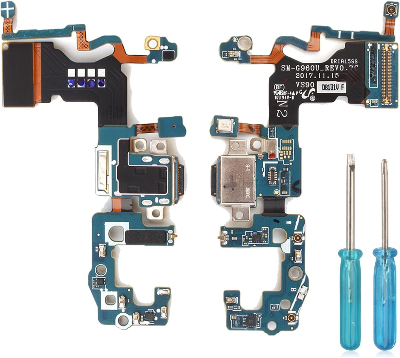 FKBAightccy Charging Port Replacement for Samsung Galaxy S9 G960U USB Charger Port Dock Connector Board Flex Cable for Galaxy S9 Type C Headphone Microphone Port with Tools