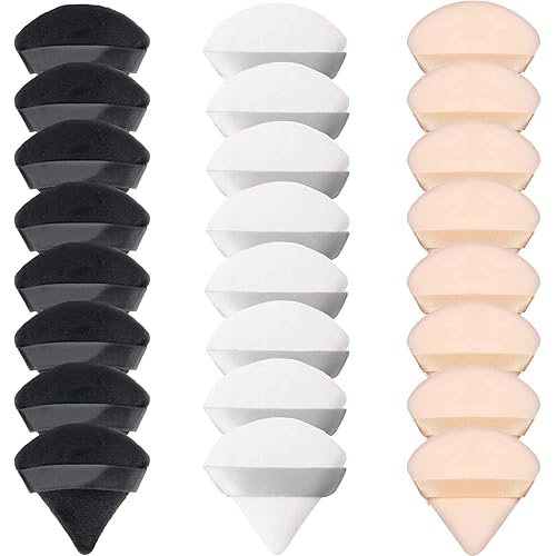 24 Pieces Powder Puff, Triangle Makeup Puff Cotton Powder Face Washable Body Powder Puff for Loose Powder Body Cosmetic Foundation Sponge Makeup Tool (8B8W8N)