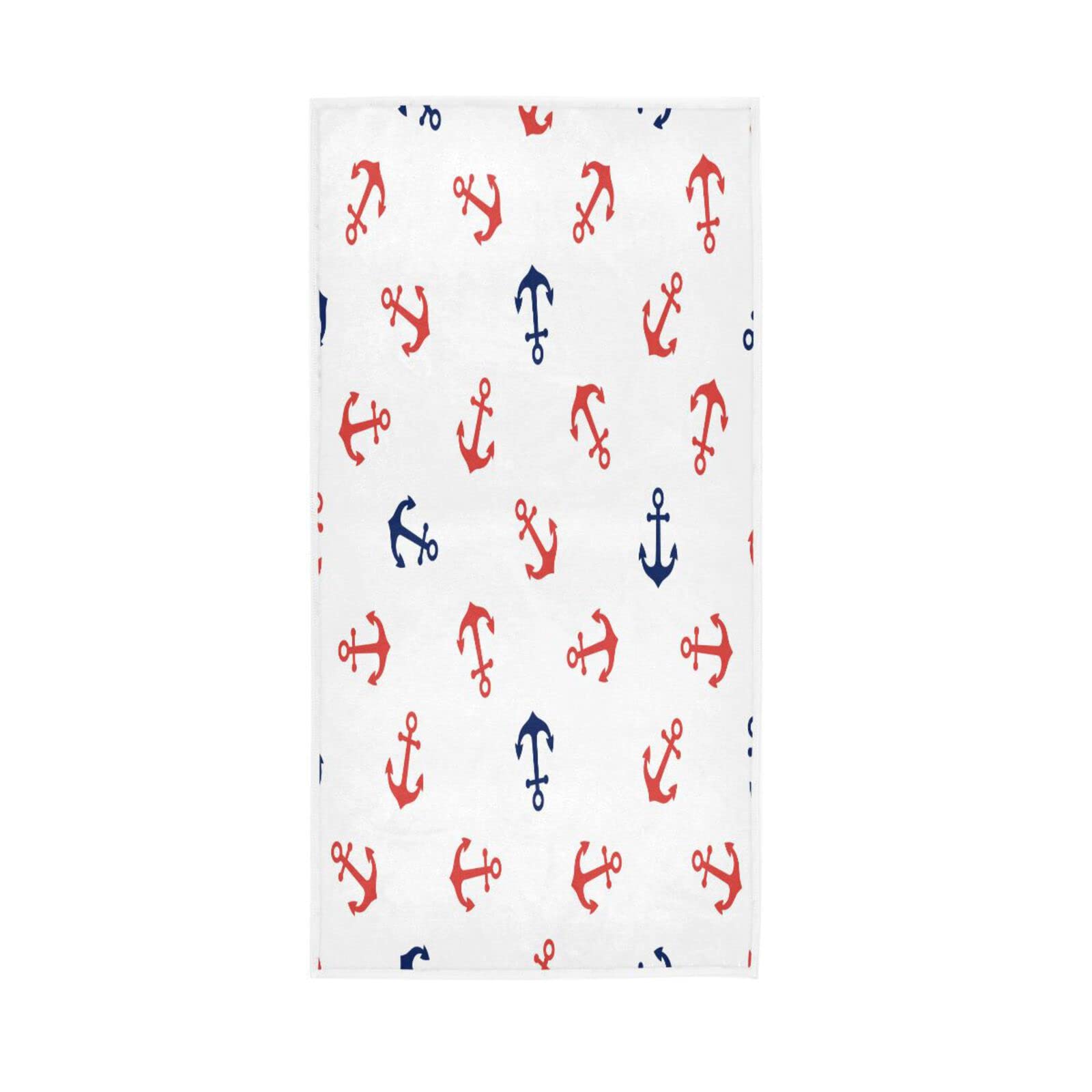 LSRCPD Colorful Anchors Towel, 15 x 30 Inches Absorbent Hand Towel, Spa Towels for Facials Microfiber Hand Towels for Bathroom