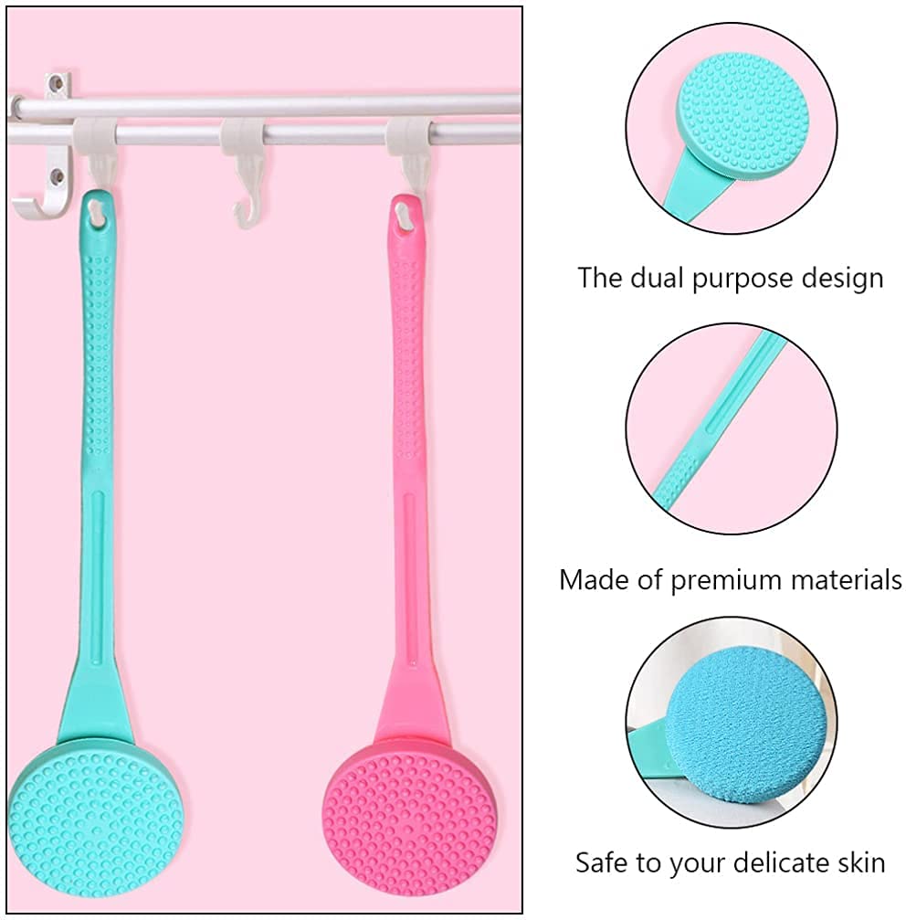 Cepillo Exfoliante para el Cuerpo del baño Depurador de Espalda Desmontable con Mango Largo Exfoliante de Piel Seca y húmeda con Cabezal de Cepillo de Masaje Cepillos para el Cuerpo y el ba