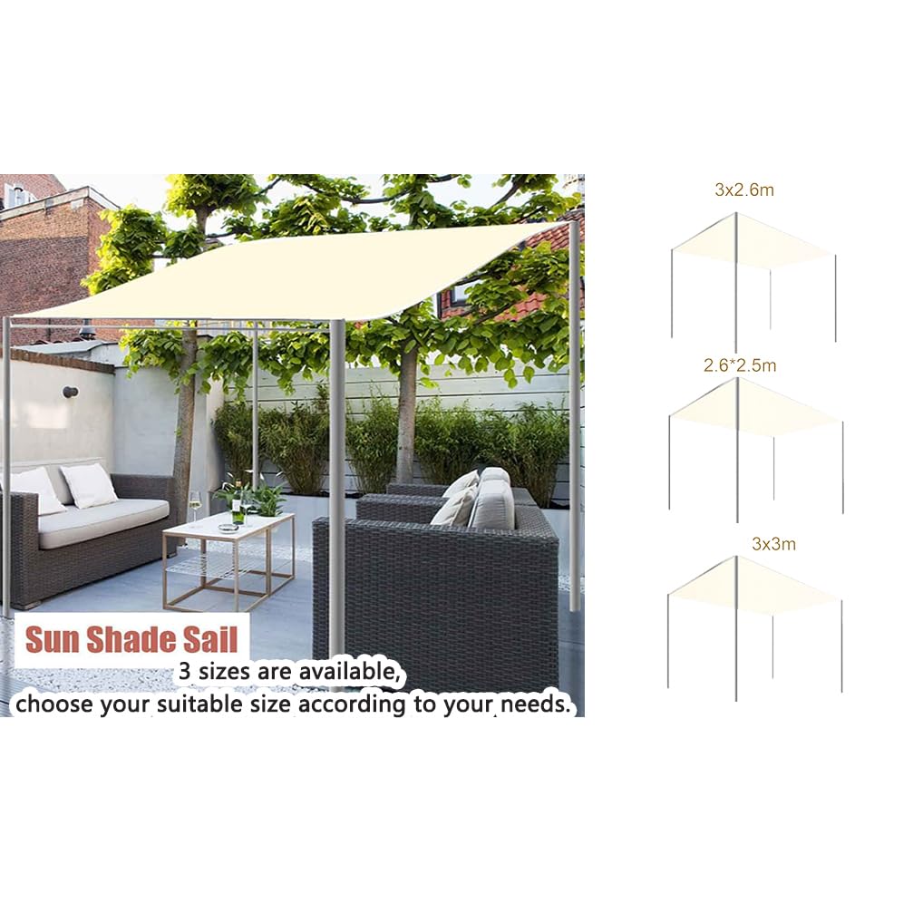 Pavillon 3m x 2.6m, Beige: 300D Wasserdicht, UV-Schutz, Sonnenschutz, Familienfeiern, Grillen, Picknicks, Camping, Geburtstagsfeiern