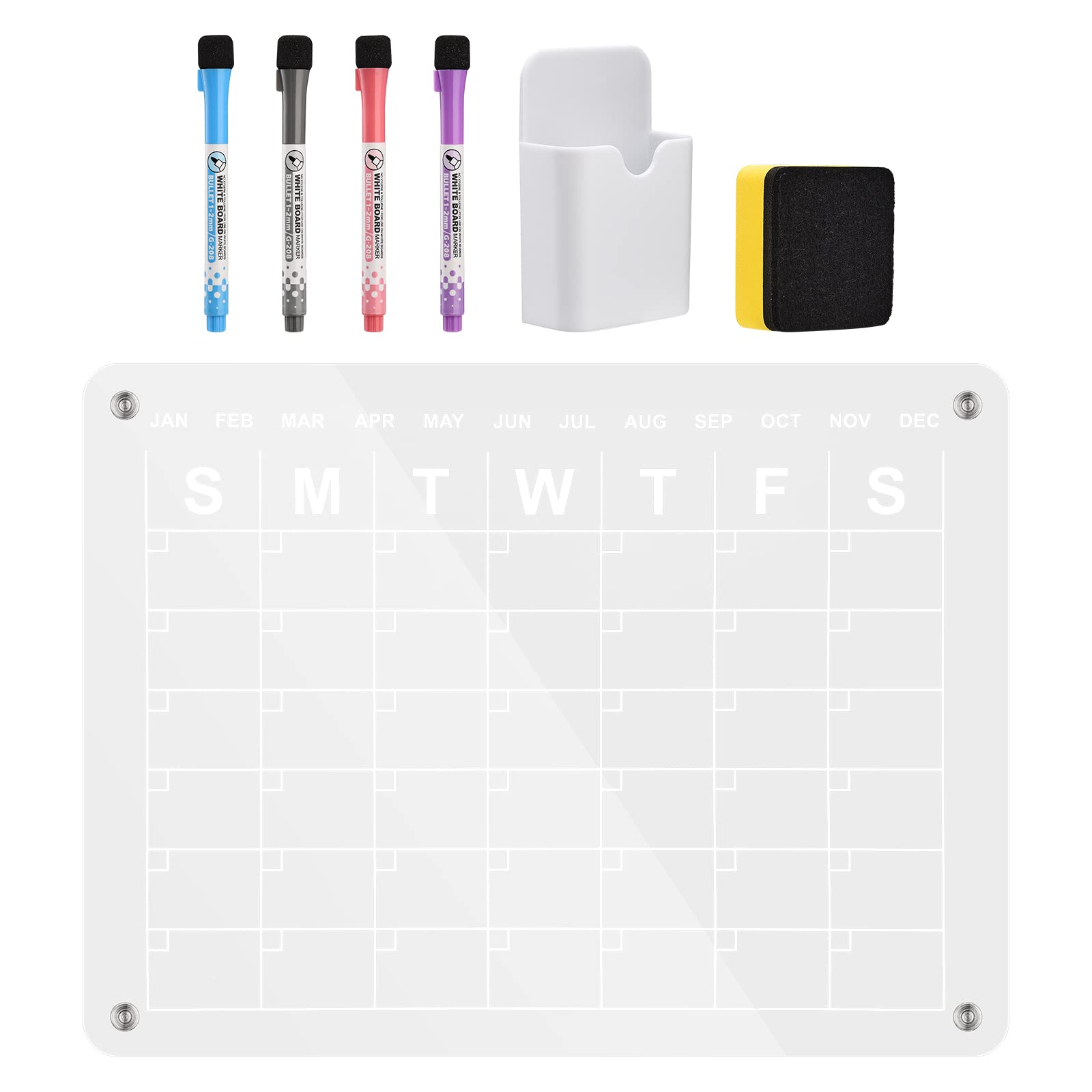 Calendario Magnetico Cancellabile Per Frigorifero - Set Mensile E Settimanale Acrilico - Foto 10
