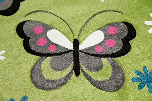 CARPETIA Kindertapijt speeltapijt kinderkamer meisjes tapijt vlinder groen maat 160x230 cm - Afbeelding 4