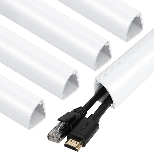 ZhiYo 15ft Corner Cable Hider for 3-5 Cords, Wall & Floor Cord Hider White