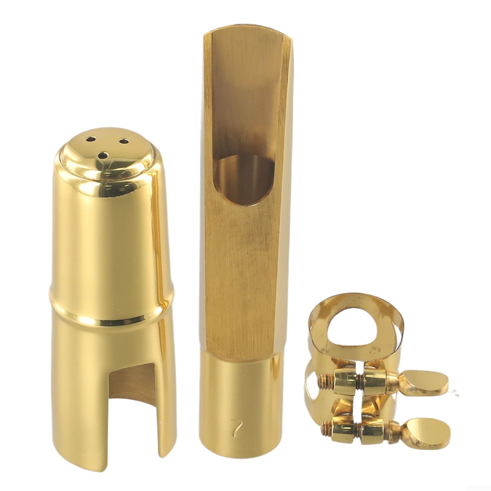 Boquilla de metal de grado profesional para saxofón tenor compatible con tamaños 5, 6, 7, 8, 9 e incluye tapa de ligadura (C medio (medio C (8))