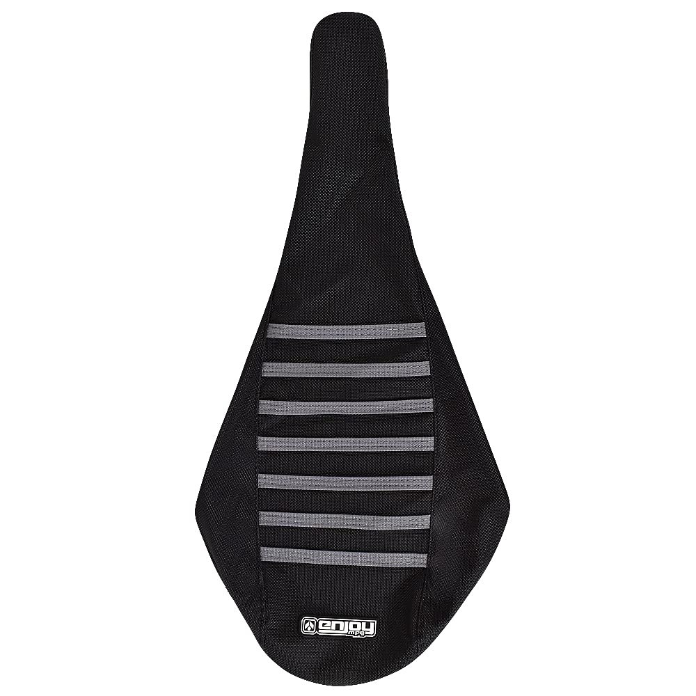 Enjoy Mfg Seat Cover - Compatible Fit for 2008-2014 Kawasaki KFX 450 Quad ATV #229 (All Black/Grey Ribs)