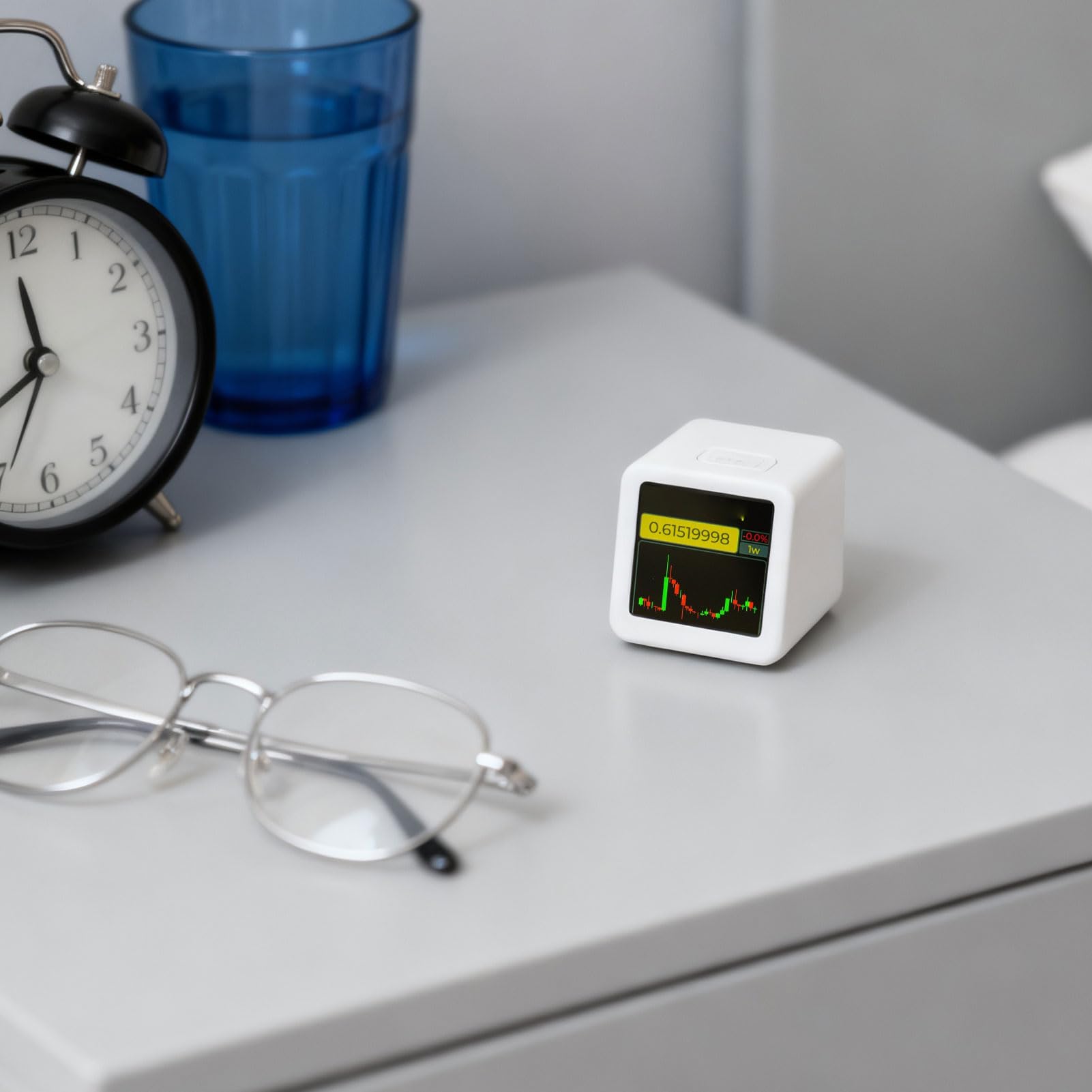 Bewinner Bitcoin Stock Ticker WiFi Crypto Prix en Temps Réel LED Horloge Météo Animation GIF Moniteur Intelligent pour Bureau Table de Nuit BTC ETH (Blanc)