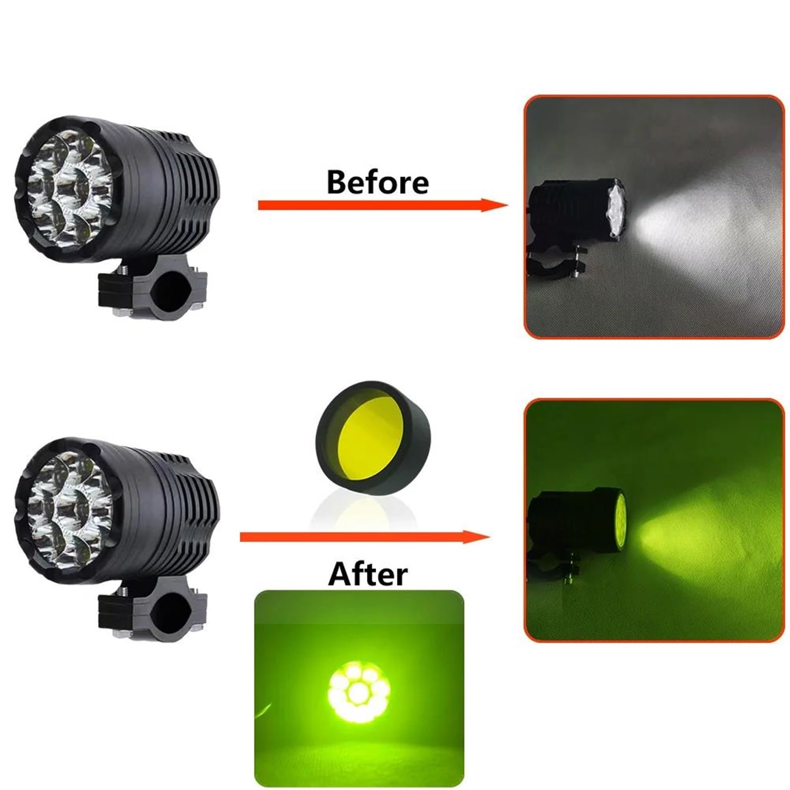 Reflektor motocyklowe Uniwersalne Reflektory Motocyklowe 12-80 V Wysokie/niskie/stroboskopowe Pomocnicze Dalekiego Zasięgu Przeciwmgielne(1PCS only Lamp)