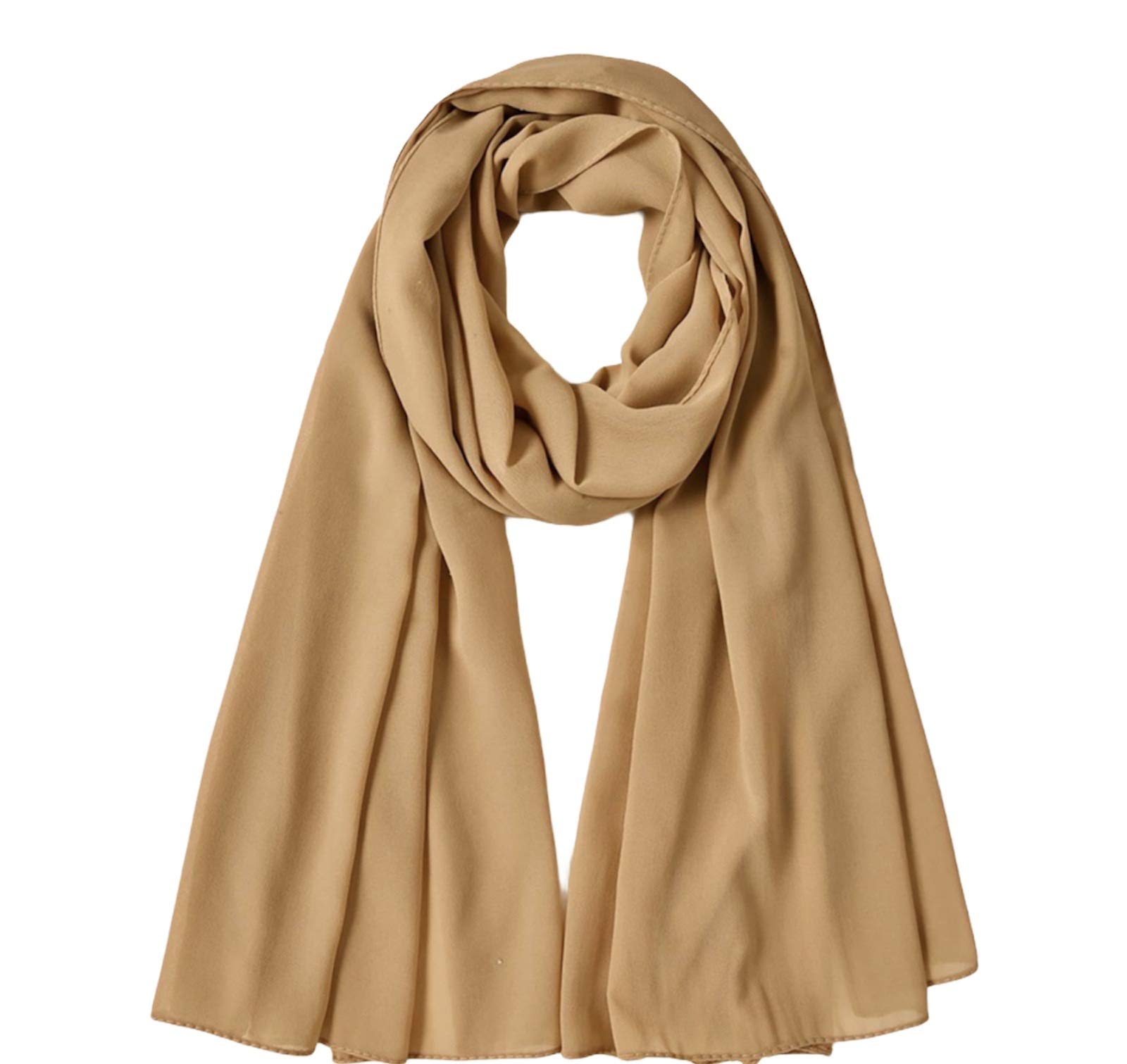 London Scarfs Women's Gold Chiffon Oversized Plain Scarf Quality Large Maxi Hijab Shawl (Gold)