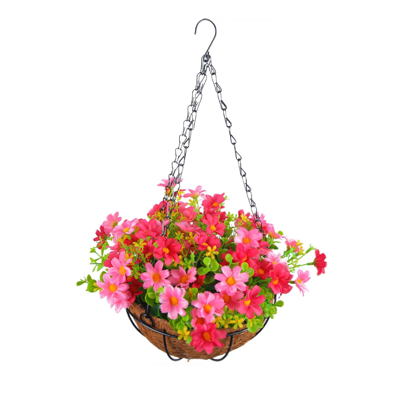 Oiwerh G 10 Colors Artificial Hangin Basket With Flowers, Plants For Hangin Baskets, Hangin Flowerss, Artificial Hangin Flower In Basket, Diy Artificials Flowers For Arden Patio Home Porch Yard (G)