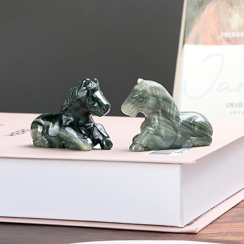 Miniatura 10 de Hxswkk Figura de caballo pequeño de cornalina con bandas rojas de cristal, estatua de caballo, escultura de caballo, decoración de escritorio de