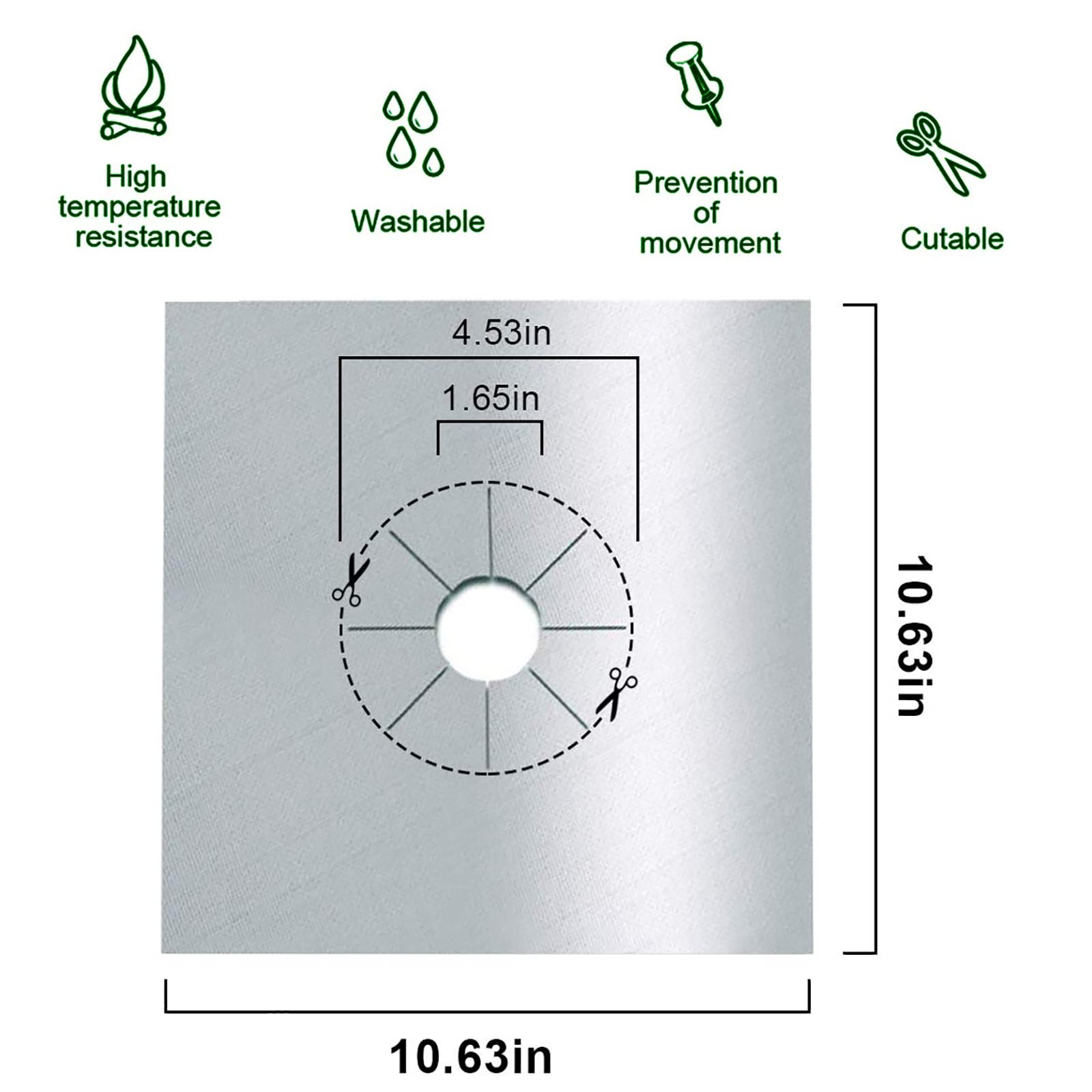 WANGCL Pogrubione arkusze 0,2 mm, wielokrotnego użytku, nieprzywierające, odporne na wysokie temperatury, ochraniacz na kuchenkę gazową, do cięcia, do kuchni, kolor srebrny