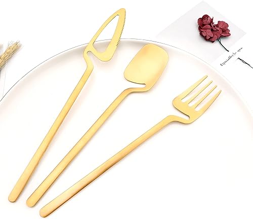 Miniatura 4 de Snplowum Juego de cubiertos de acero inoxidable 1810 de 24 piezas para colgar y único juego de cubiertos mate para cocina vajilla incluye