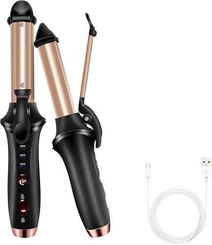 Rizador inalámbrico USB de 4000 mAh, recargable, 302F-356F, mini rizador de pelo portátil, con ajuste de 3 temperaturas, rizadores de pelo pequeños