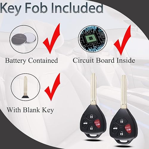 Miniatura 5 de Llavero de entrada sin llave compatible con Toyota Camry 2007 2008 2009 2010 2011  Corolla 2009 2010 Control remoto de reemplazo de llave HYQ12BBY