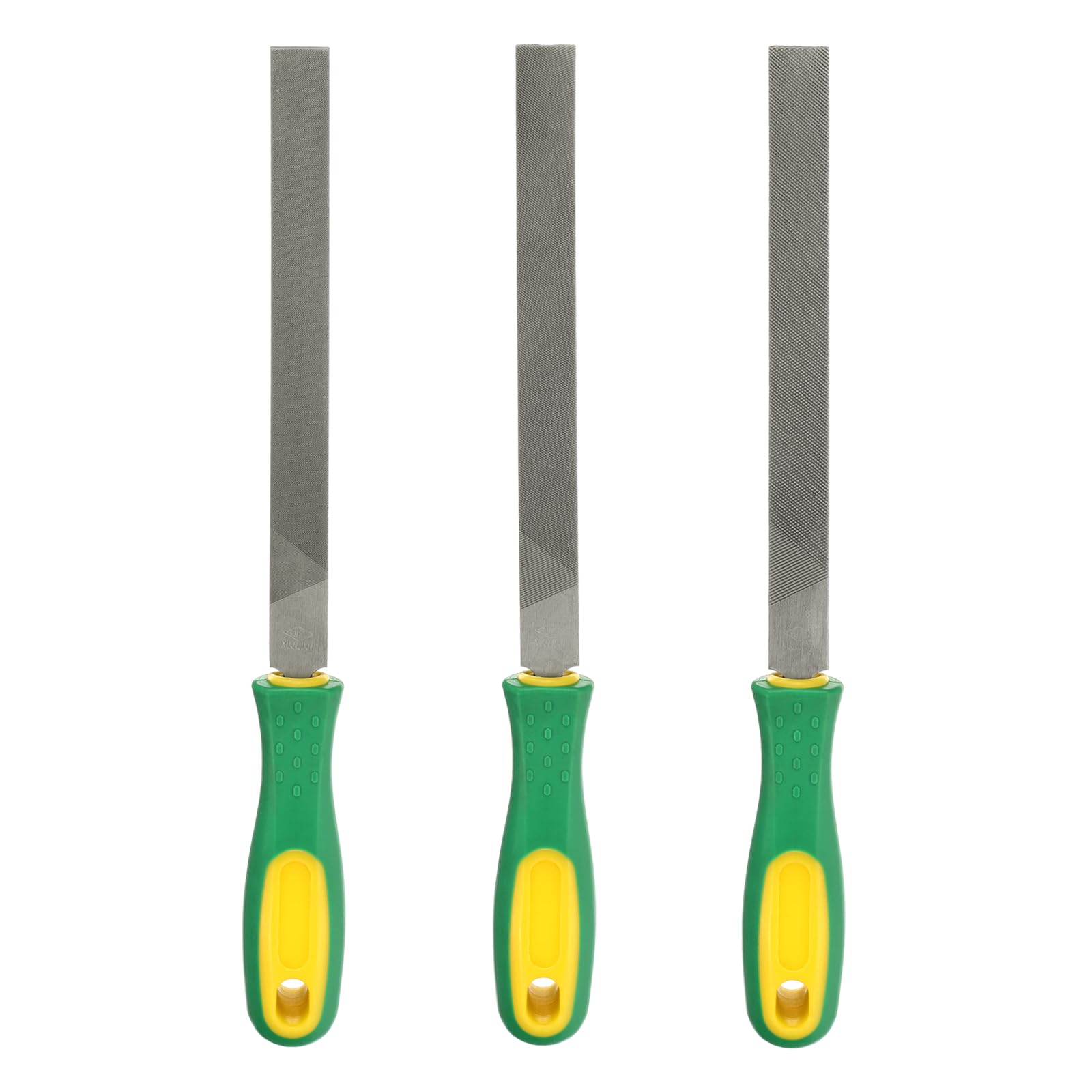 sourcing map 3pcs Flat Cut File 10" Double Cut Teeth High Carbon Steel Hand Rasp File with Plastic Handle for Metal Wood Deburring Removing