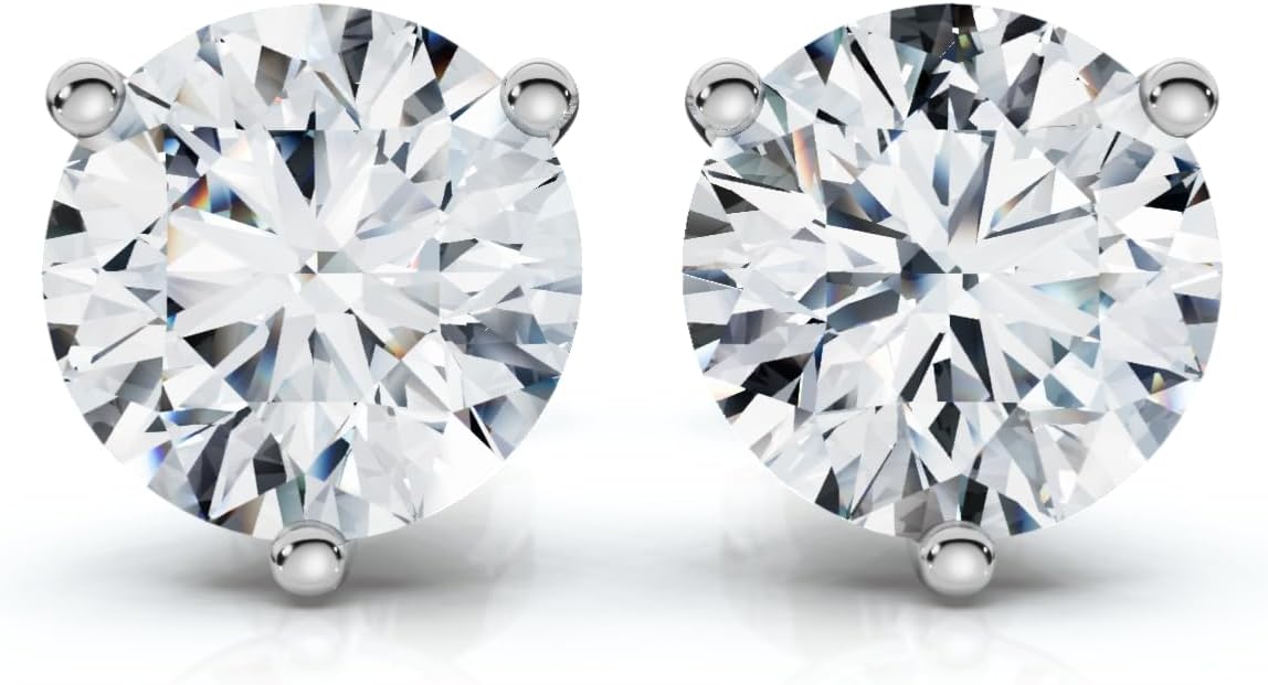 Pompeii 1.50Ct TW Round Diamond Martini Studs 3-Prong 14k Gold Lab Grown (F/G,VS1-VS2)
