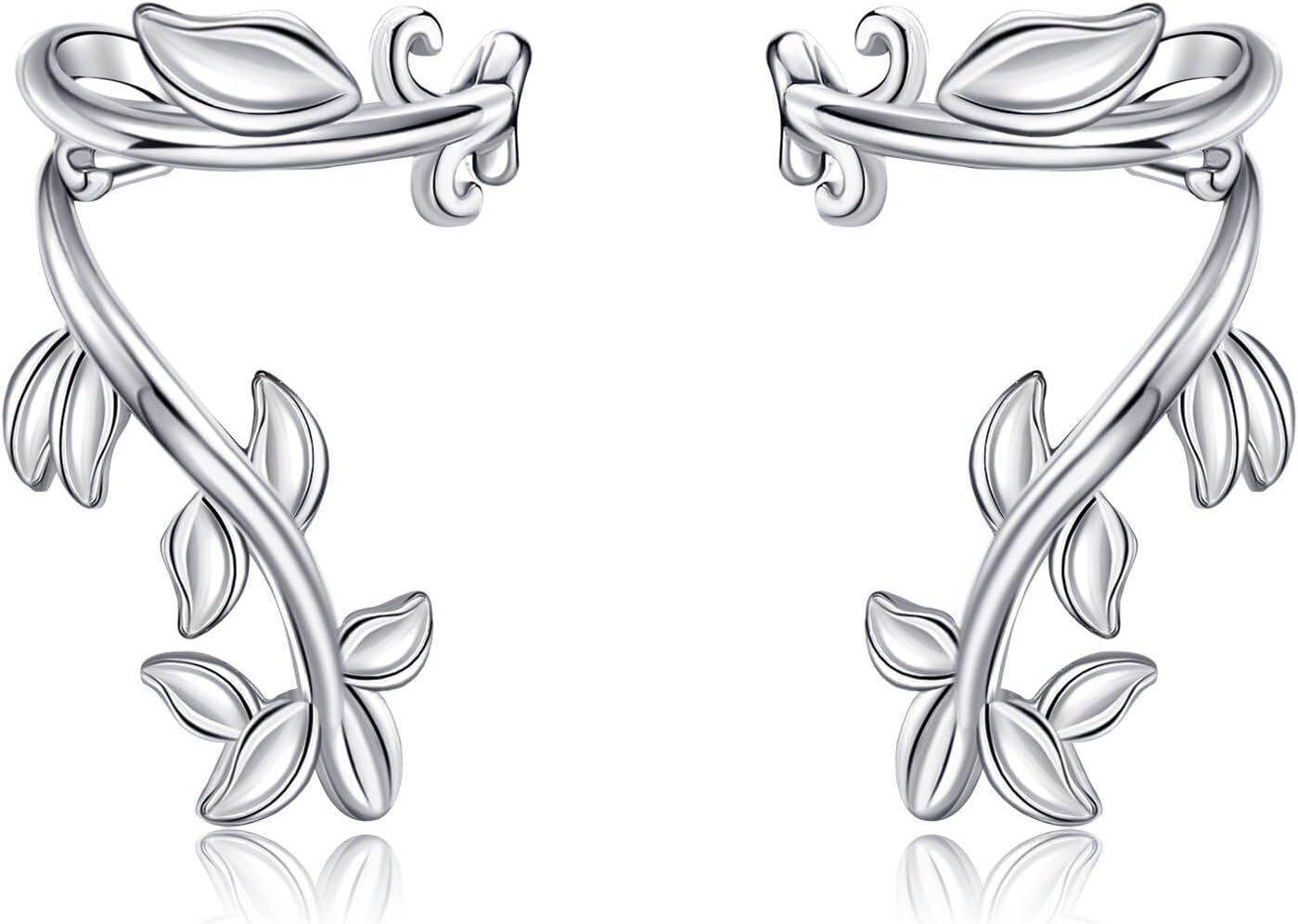 Leaf Ear Cuff Earrings Sterling Silver Leaf Cuff Earrings Non Piercing Clip on Cartilage Mother's Day Jewelry Gifts for Women