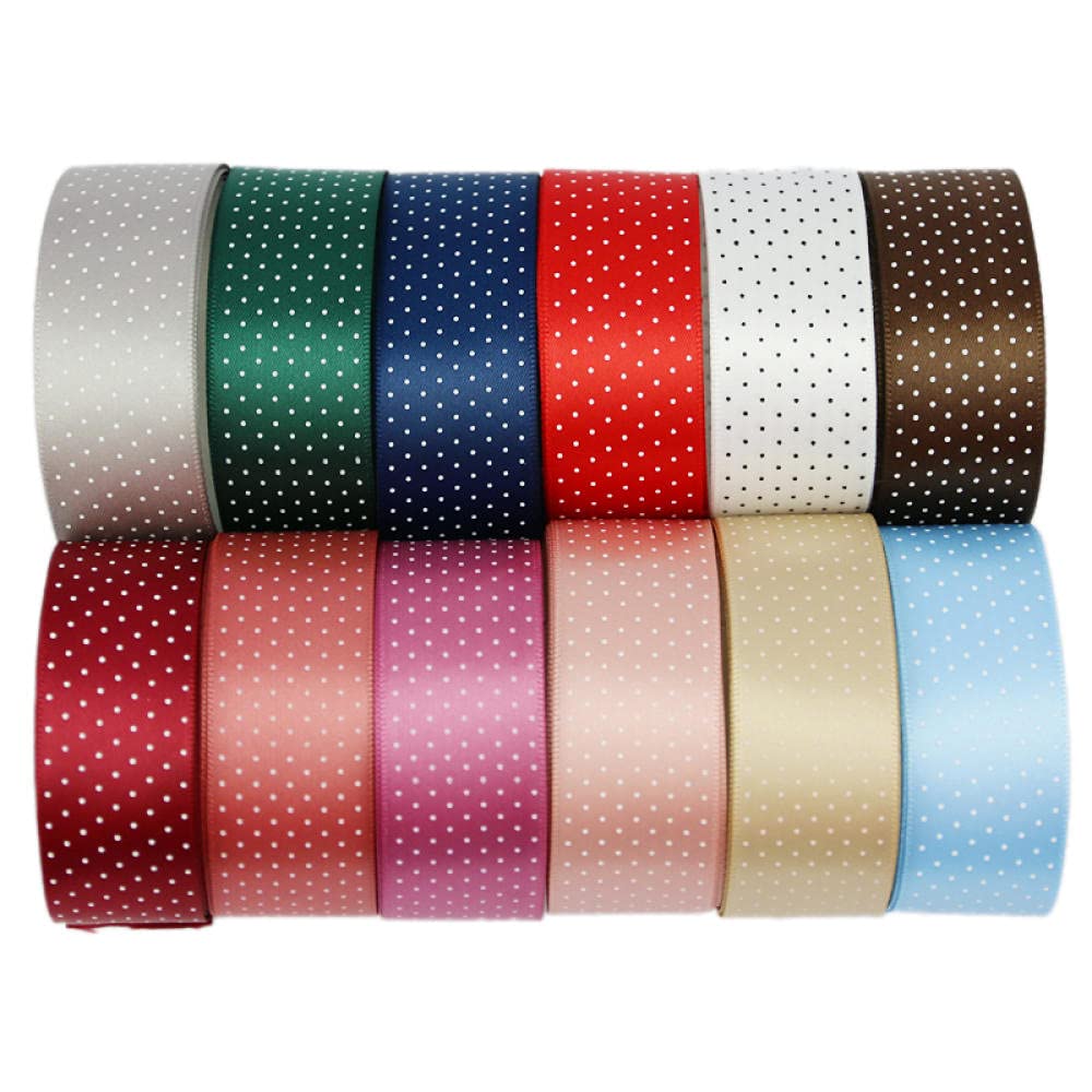 Ribbons For Gift Wrapping Ribbon For Fabric Satin Ribbons Dot Print Satin Wstążka Piękny Seria Hurtownie 10Yardów / Partia Wstążka Tkaniny, Wstążka, Wstążka-Burgundia_25Mm.