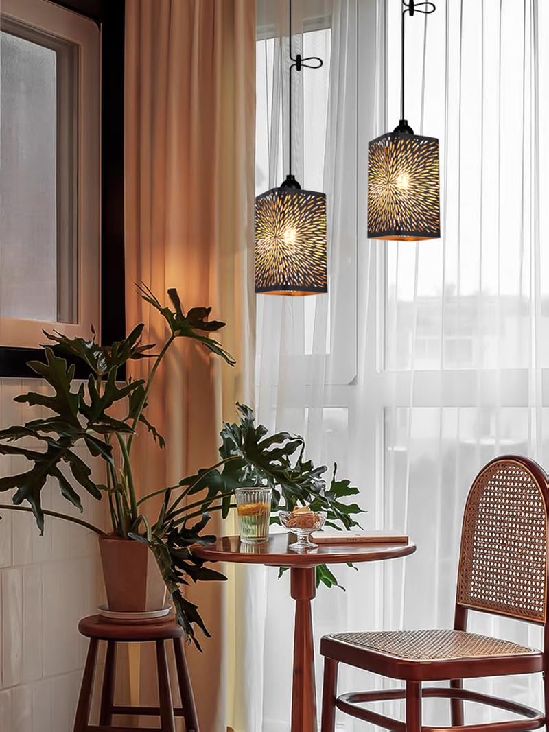 2x Hängelampe mit Batterie Dekorative Lampe Akku Hängeleuchte Deckenlampe ohne Strom Stromanschluss Feuerwerk Lampenschirm Nachtlicht Laternen Lampions für Garten Balkon Pavillon Küche