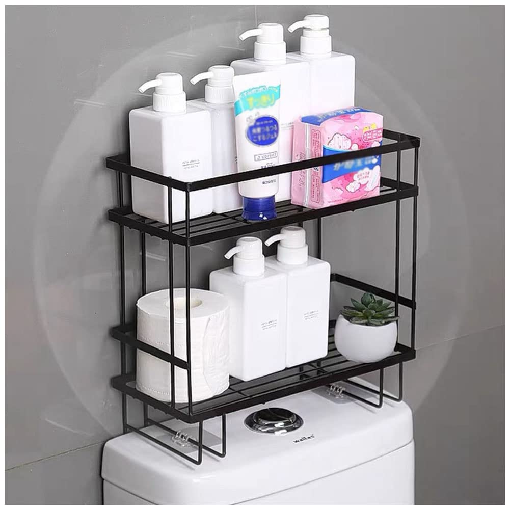 AYCDL Bathroom Shelf Above Toilet Black Wall-Mounted nizer for WC Shower Storage Space-Saving Bathroom Accessories Stylish Toilet Shelf Home nization Soluti,Black2